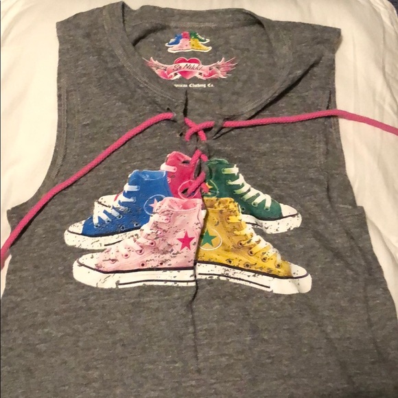 Grey tie up tank top - Picture 1 of 1